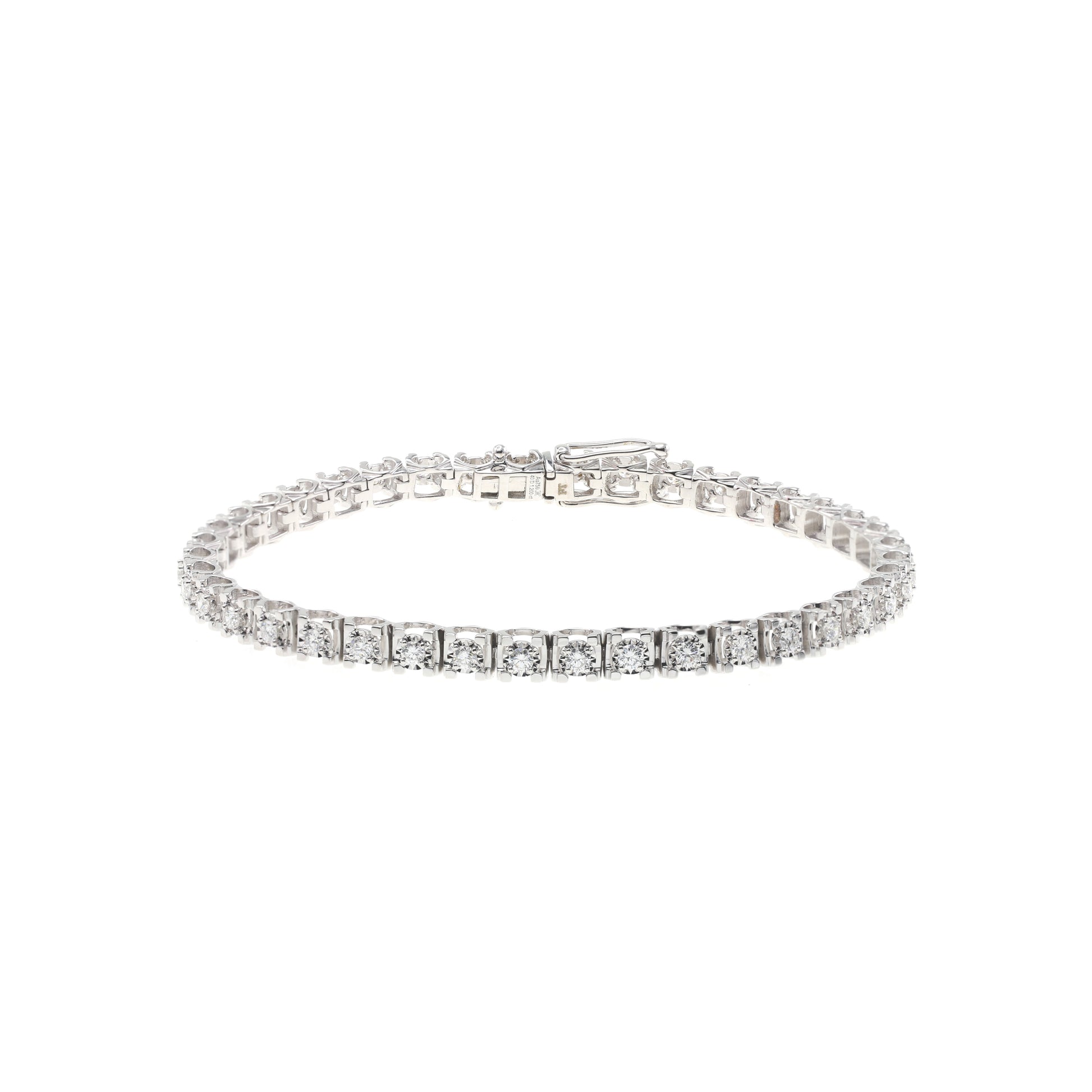 18K白色黃金天然鑽石混身手鏈