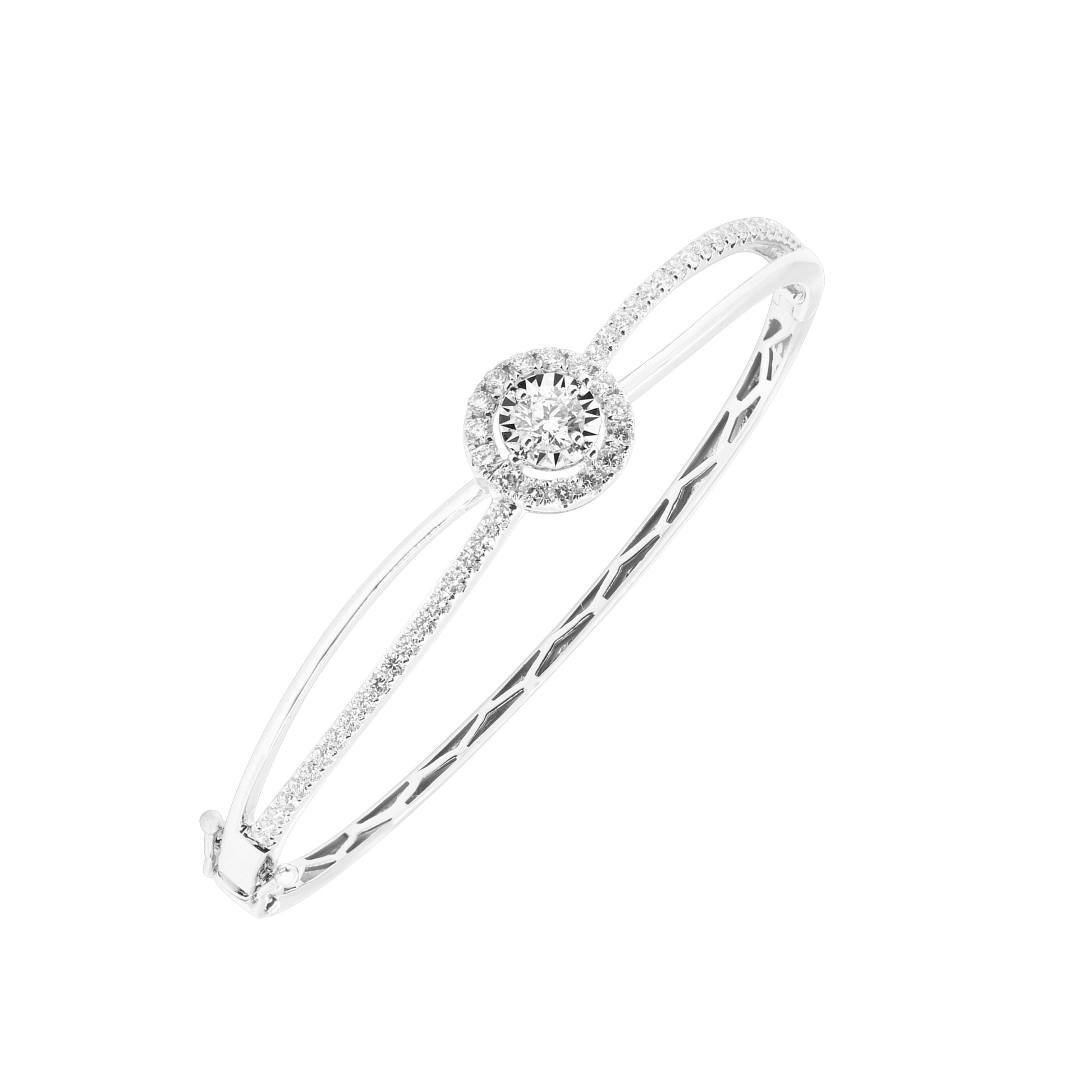 18K白色黃金天然鑽石手鐲