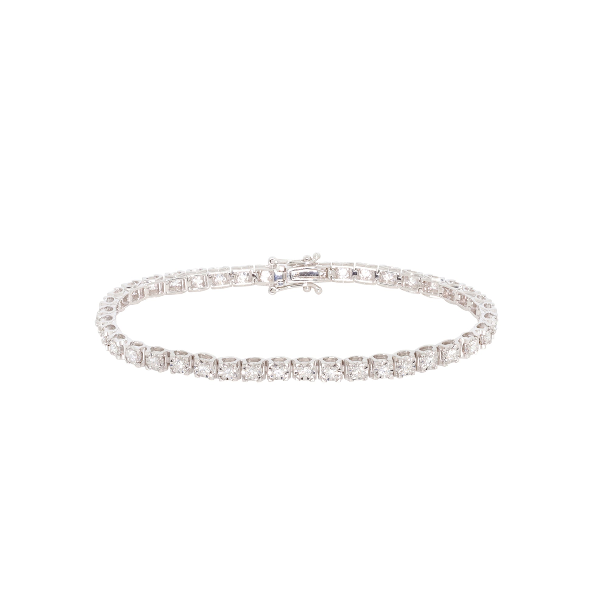 18K白色黃金天然鑽石混身手鏈