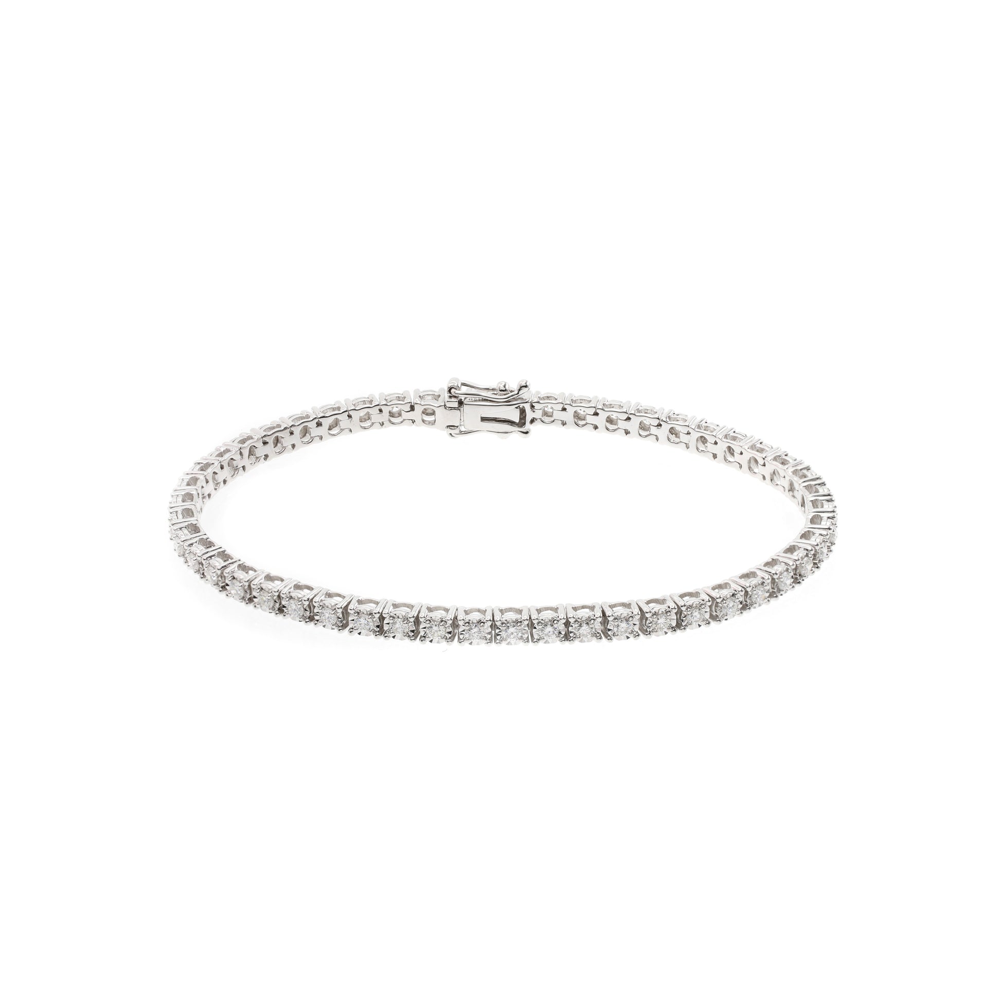 18K白色黃金天然鑽石混身手鏈