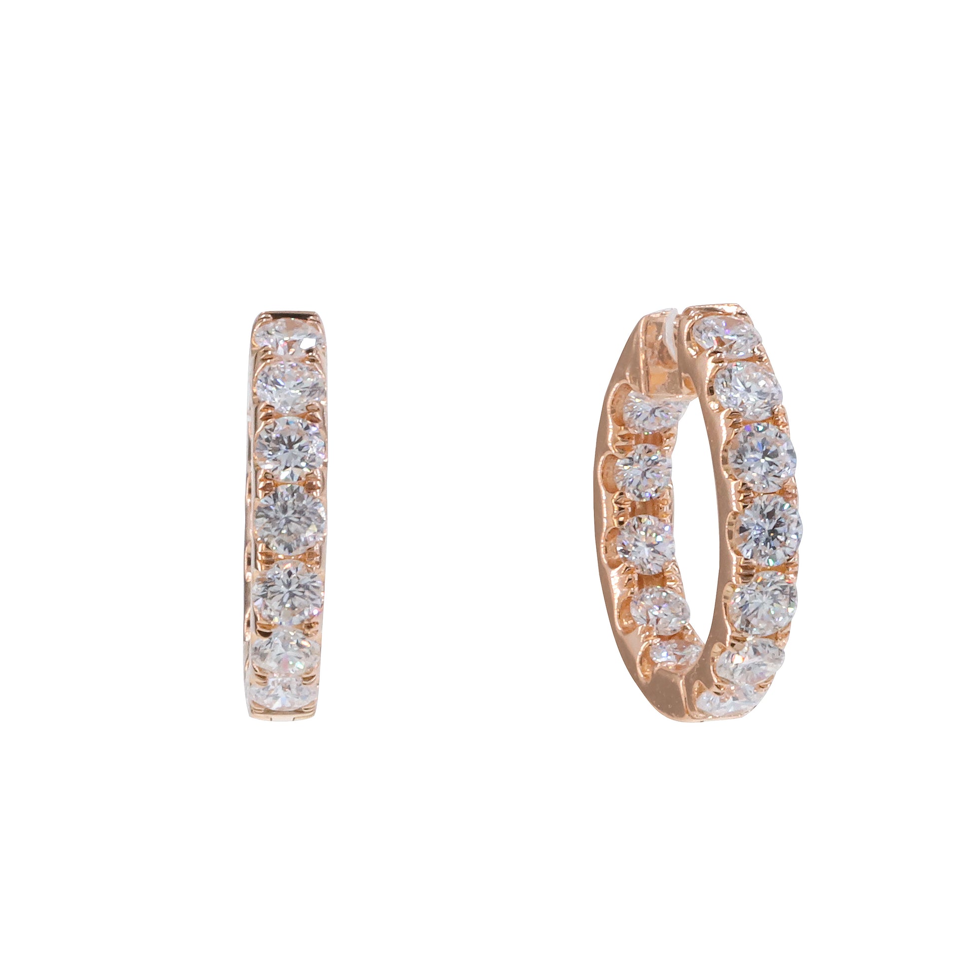 18K玫瑰色黃金天然鑽石耳環