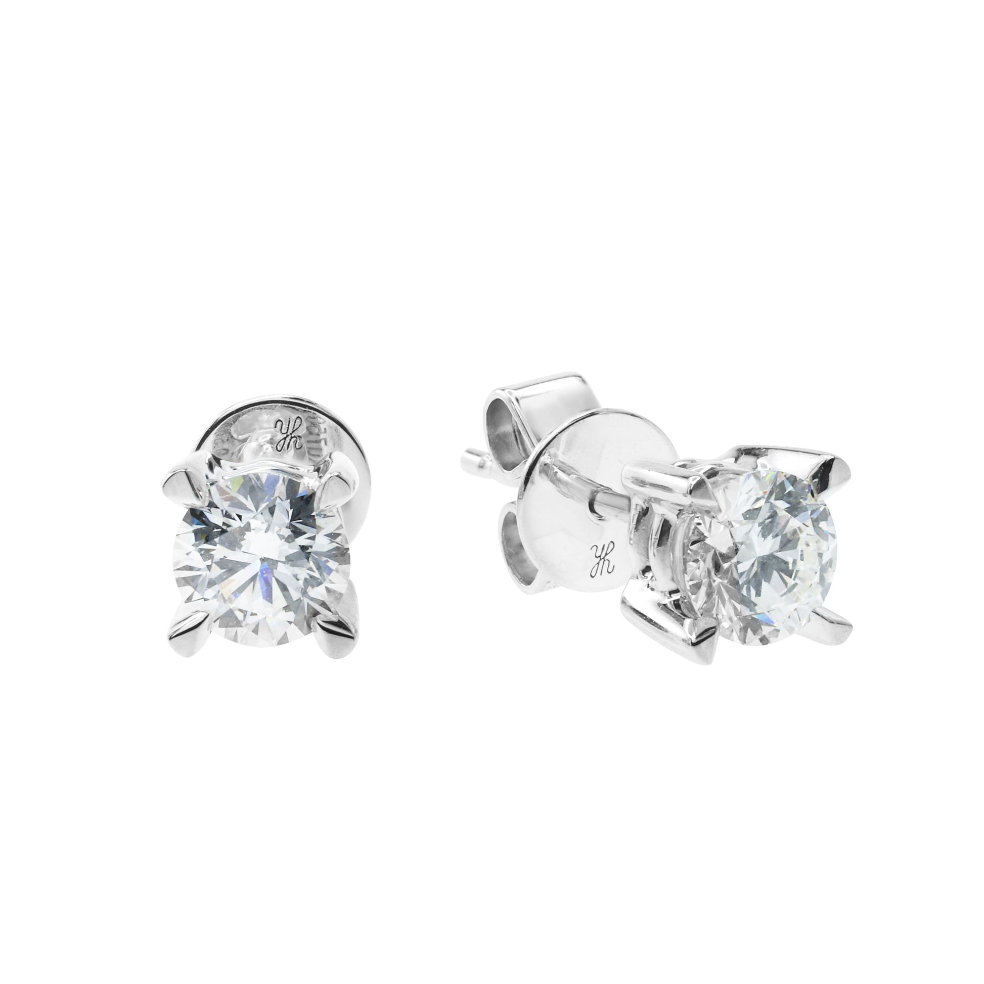 GIA-18K白色黃金鑽石耳環