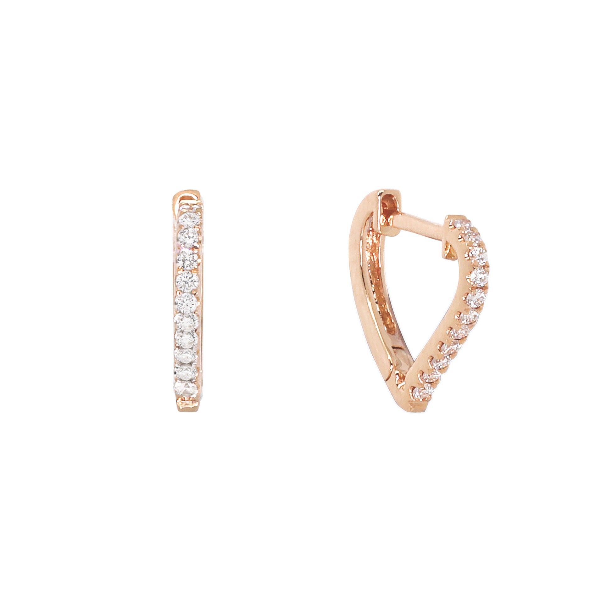 18K玫瑰色黃金鑽石耳圈