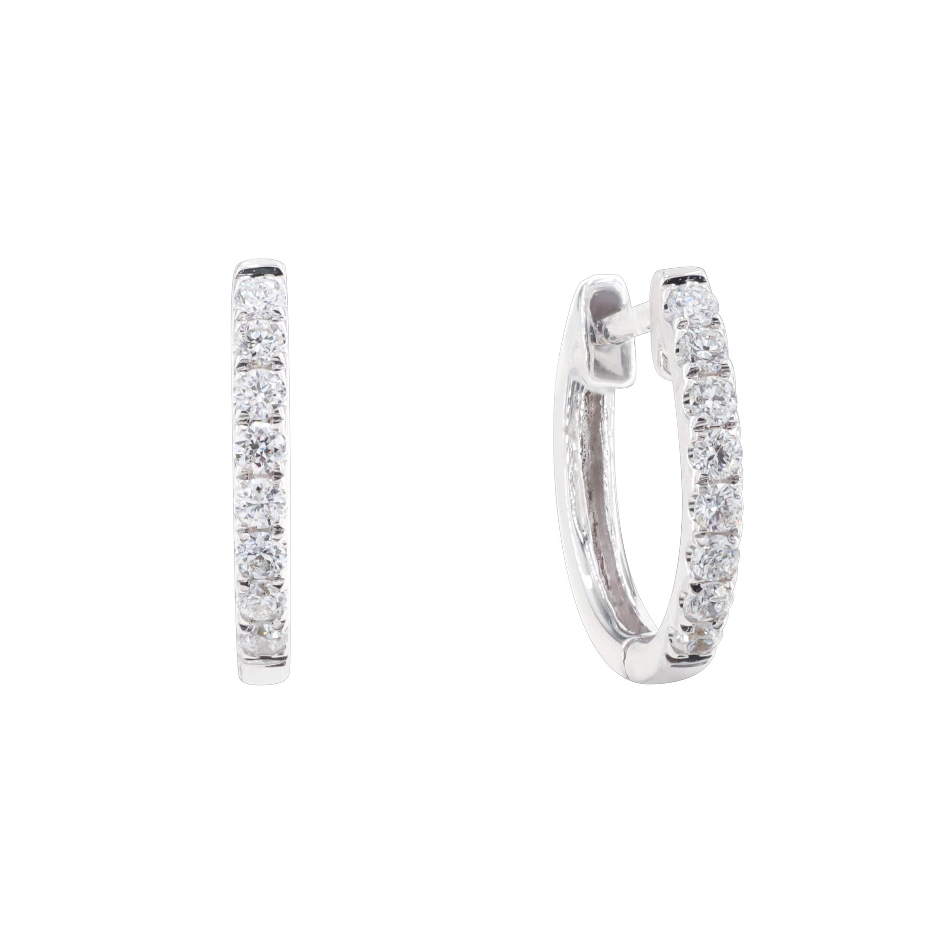 18K白色黃金天然鑽石耳環