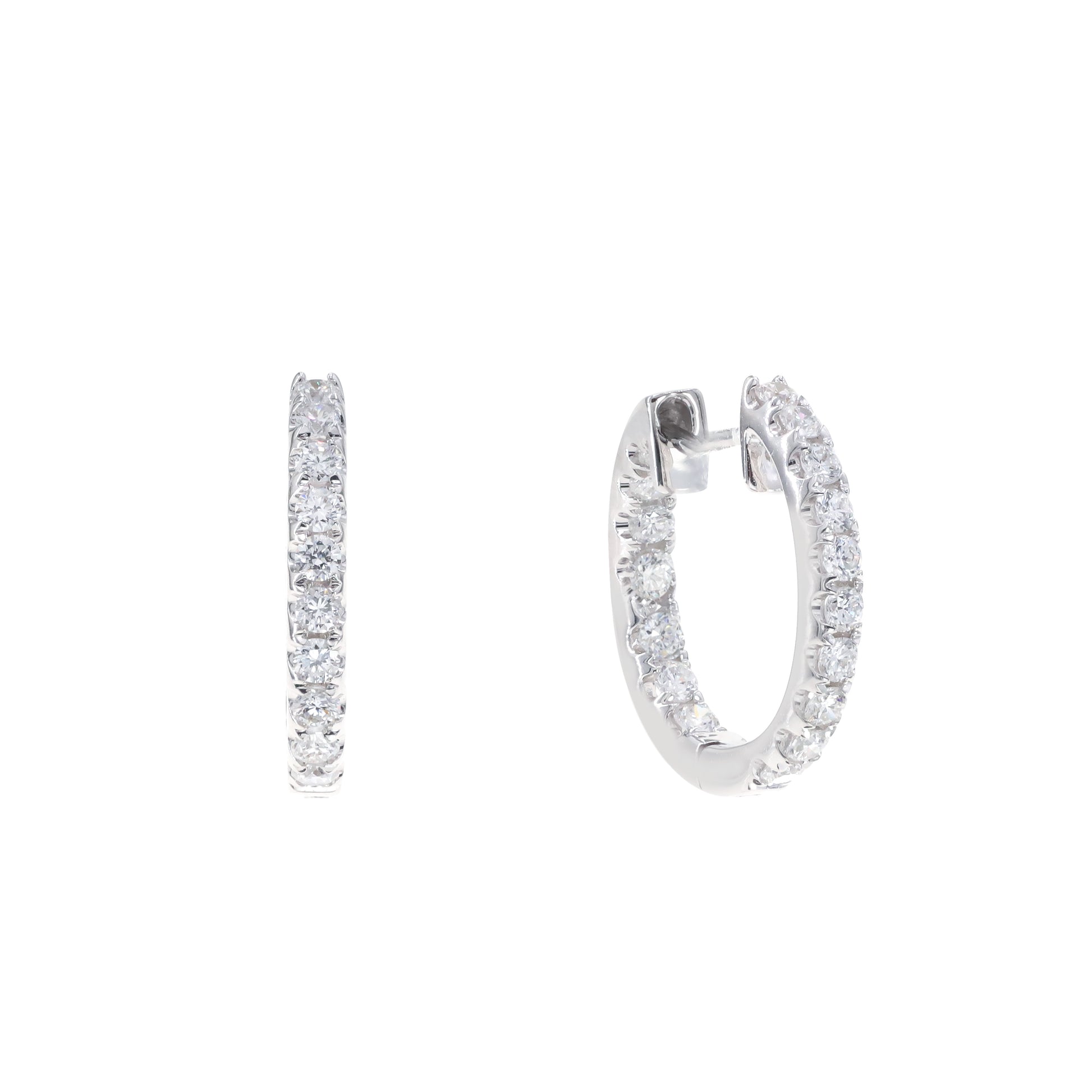 18K白色黃金天然鑽石耳環