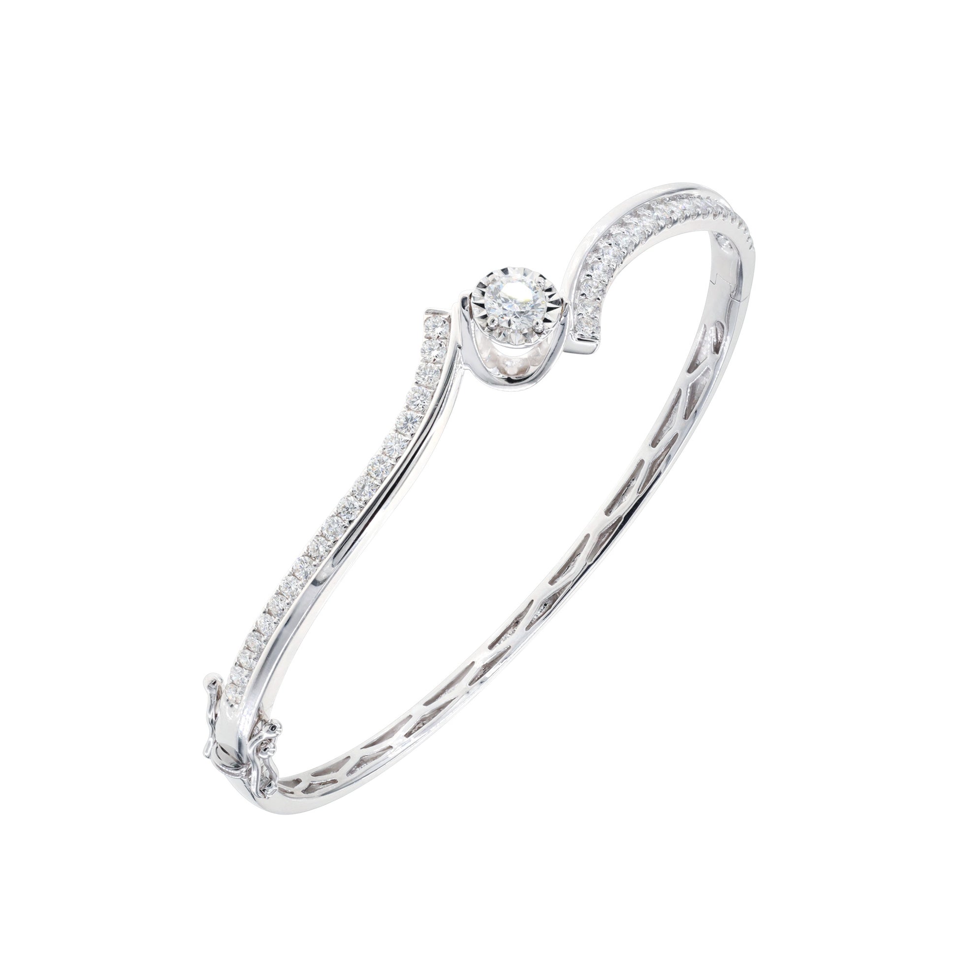 GIA-18K白色黃金鑽石手鐲