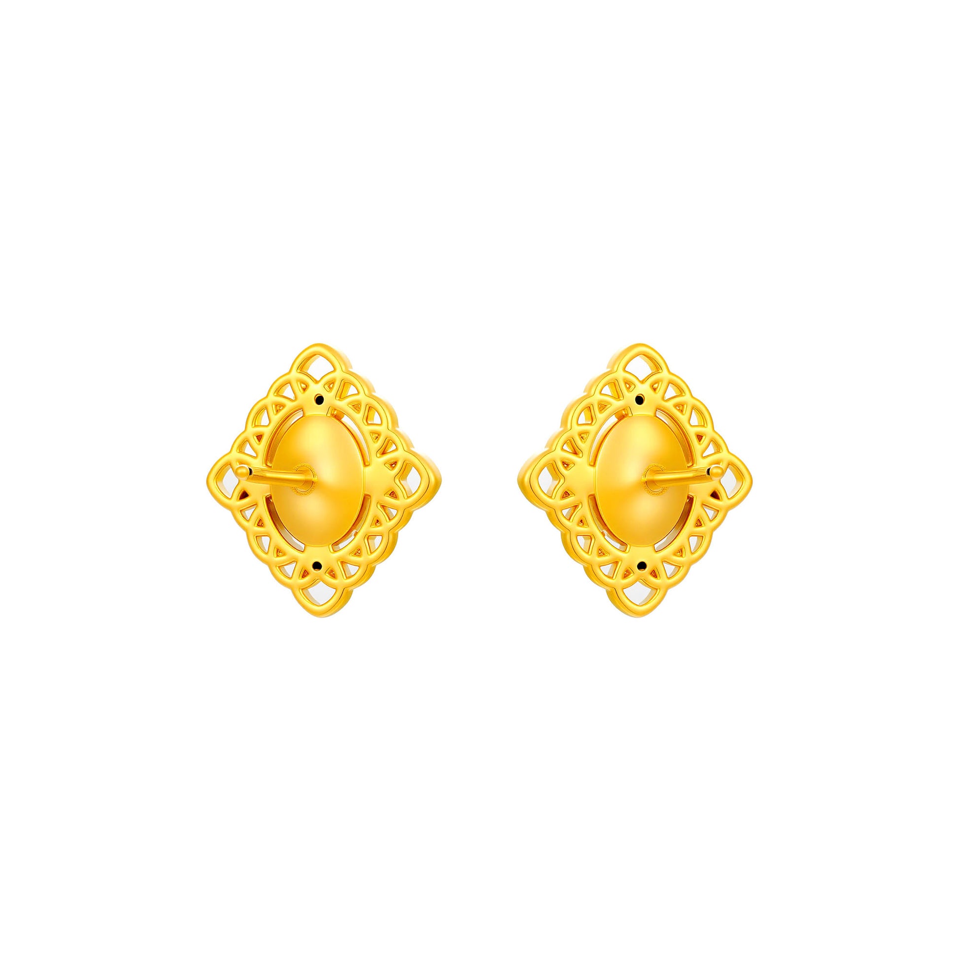 無氰硬金鏤空稜形黃金耳環