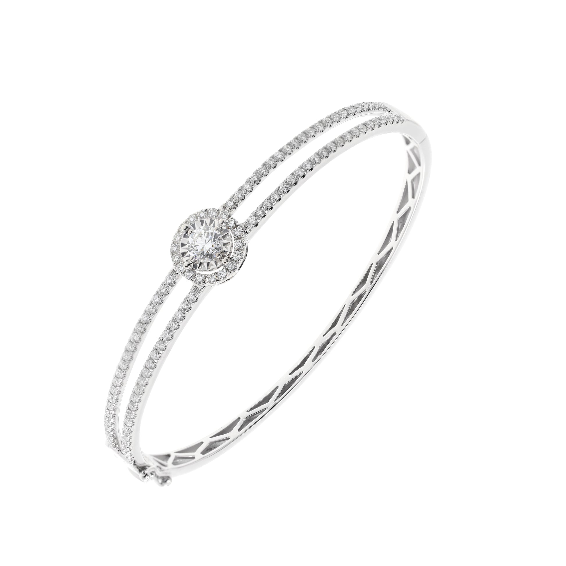 GIA-18K白色黃金天然鑽石手鐲