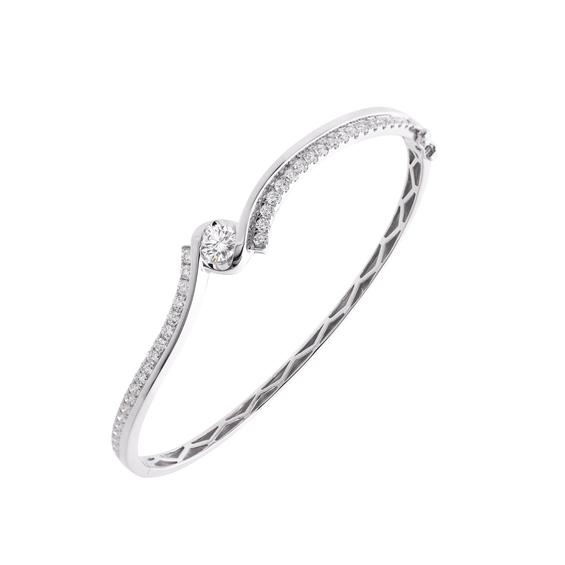 GIA-18K白色黃金鑽石手鐲