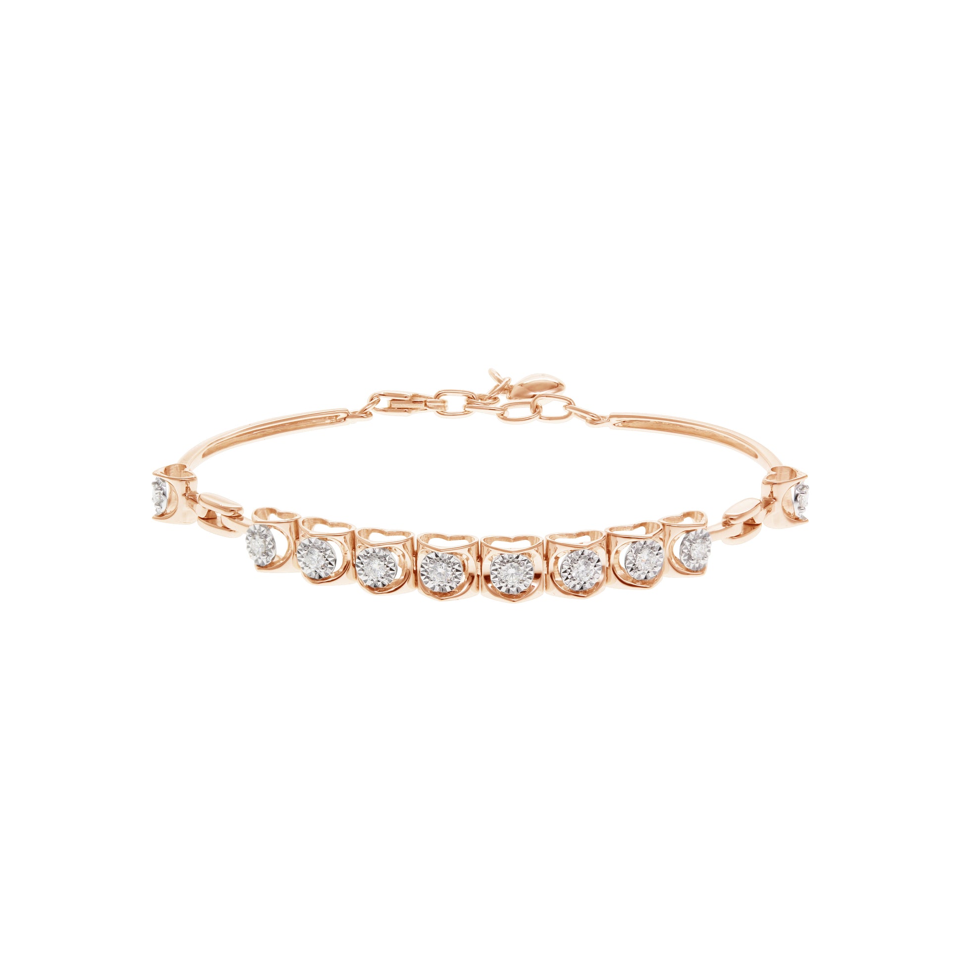 18K分色黃金天然鑽石半身手鏈