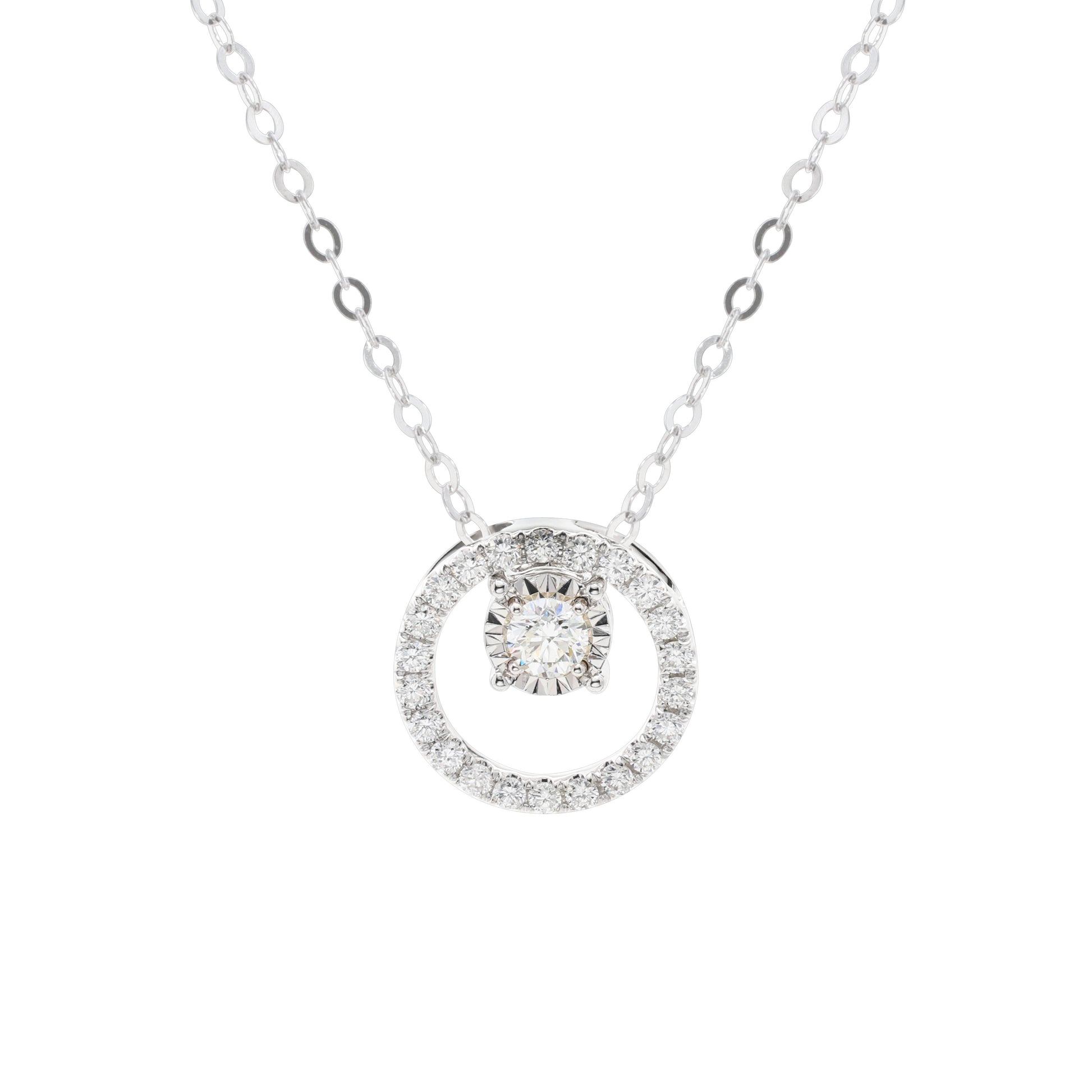 18K白色黃金天然鑽石頸鏈