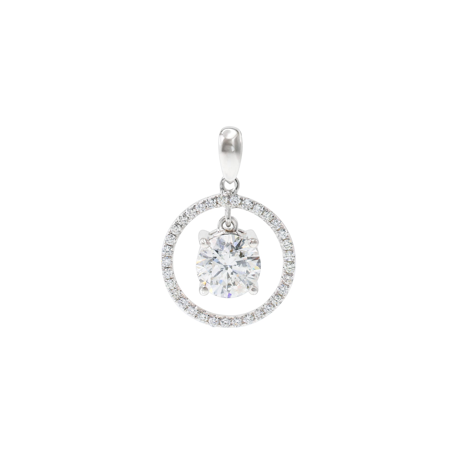 GIA-18K白色黃金天然鑽石吊墜