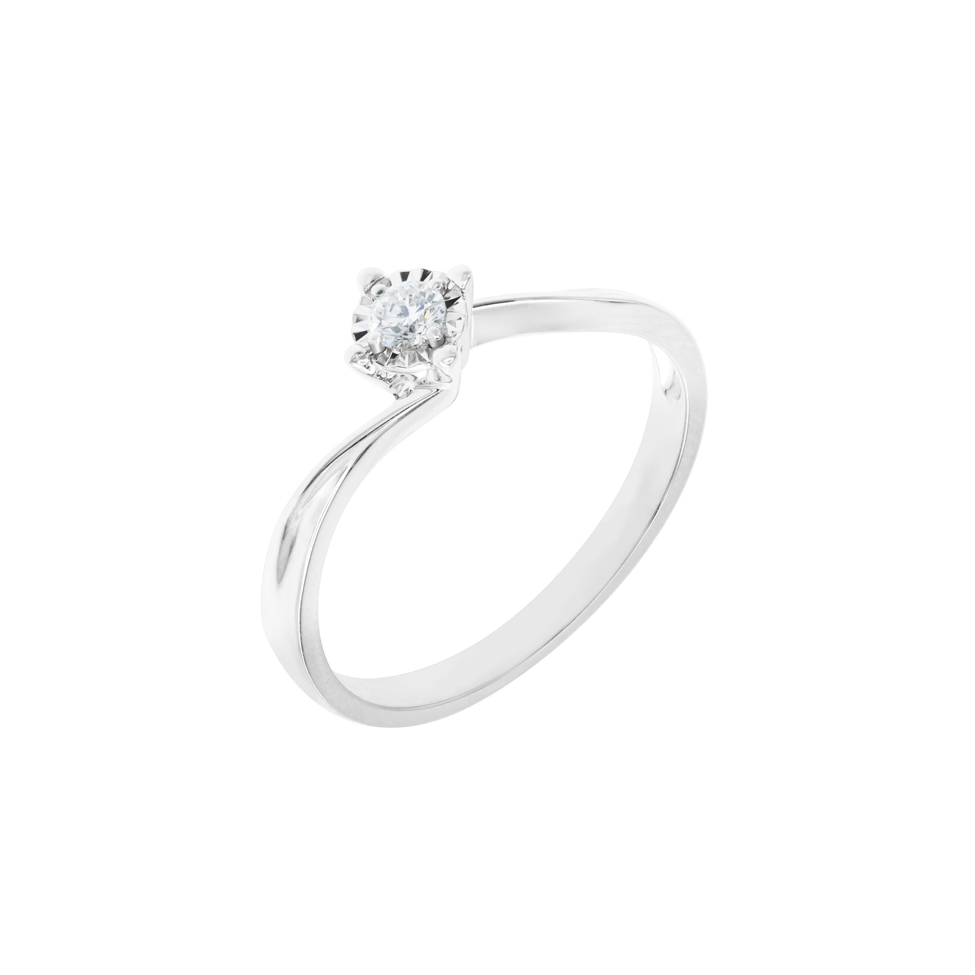 18K白色黃金天然鑽石戒指